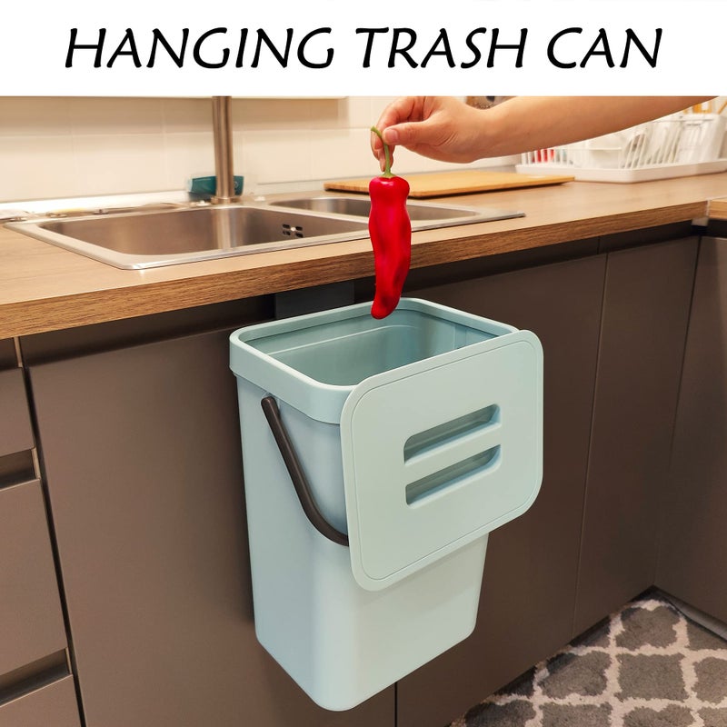 stonespace Compost Bin Kitchen  Under Sink Compost Bin Indoor Sealed  3.2 Gallon/12L Compost Bucket for Kitchen  Wall Mounted Trash Can Small Trash Can with Lid 1 Pack Blue - Image 3